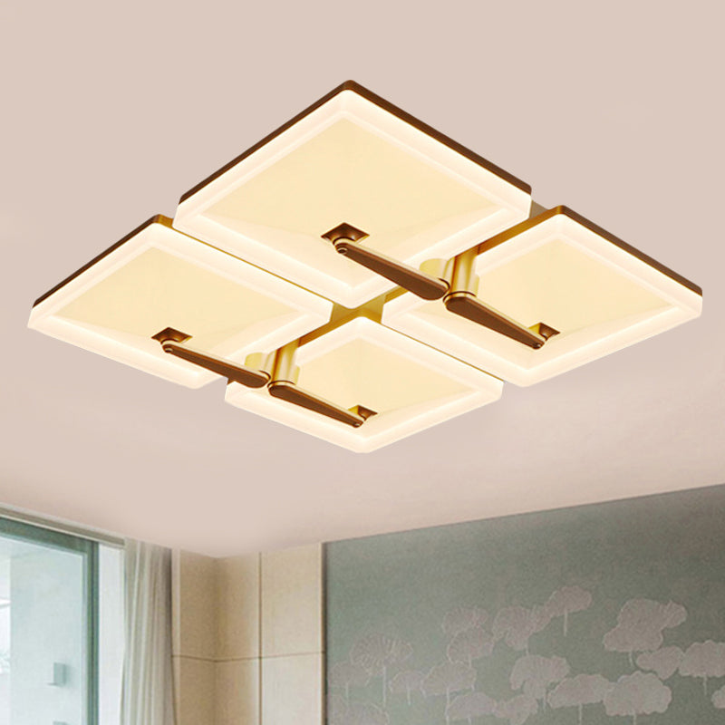 Minimalist Metal Led Ceiling Light Fixture With Splicing Square Design - 2/4/6 Heads Third Gear