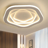 Led Acrylic White Pentagon Flush Ceiling Light - 16/19.5/23.5’ With Warm/White
