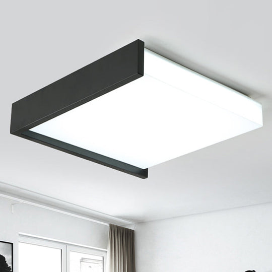 Led Flush Ceiling Light For Bedroom - 16’/19.5’ Wide Black/White With Warm/White And Brick