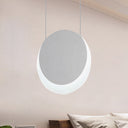 Simplicity Led Pendant Light With White Suspension And Crescent Shaped Acrylic Shade In Warm/White