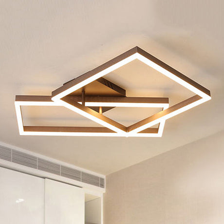 Modern Metal Geometric Semi Flush Light With Led 2/3/4 Lights In Brown White/Warm