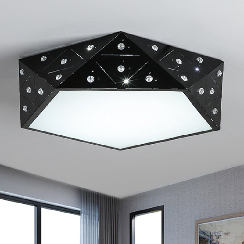 Modern Geometric Flushmount Nordic Led Light - Crystal Accents Black/White 16’/19.5’ Wide