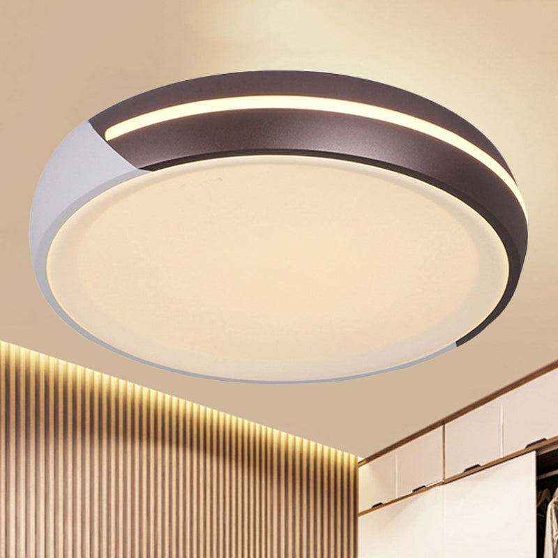 Simplicity Acrylic Brown Led Flush Light Fixture 18’/21.5’ Dia Round Warm/White