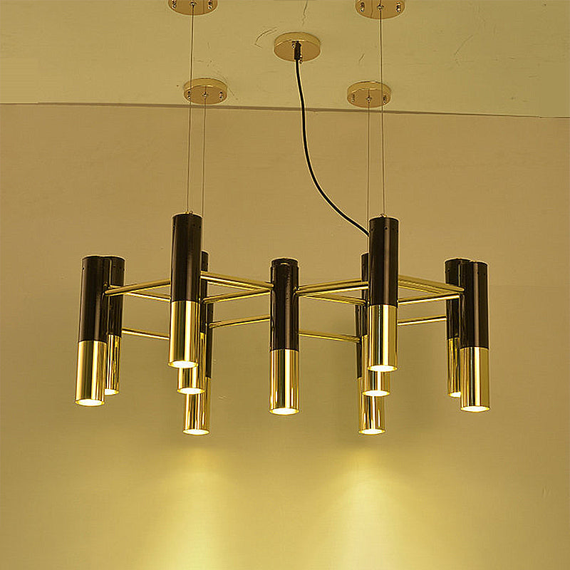 Contemporary Gold Led Tube Chandelier: 11/22 Lights Warm Pendant Light Fixture