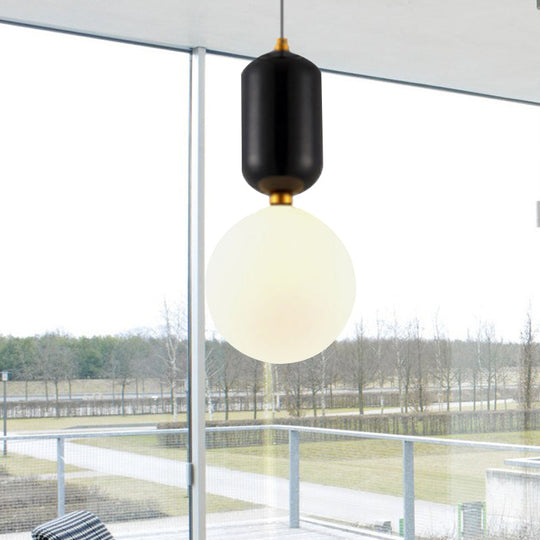 Modern Black/Gold/White Ball Pendant Light With Milky Glass Led - 1 6’/8’/12’ Wide Ceiling