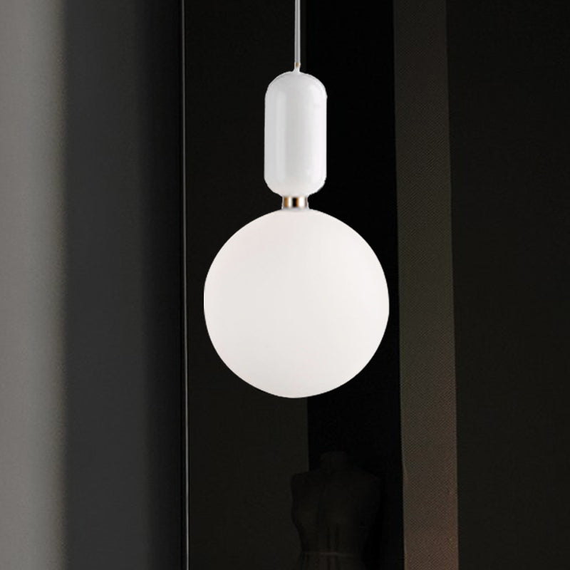 Modern Black/Gold/White Ball Pendant Light With Milky Glass Led Ceiling Fixture - 1 6/8/12 Wide