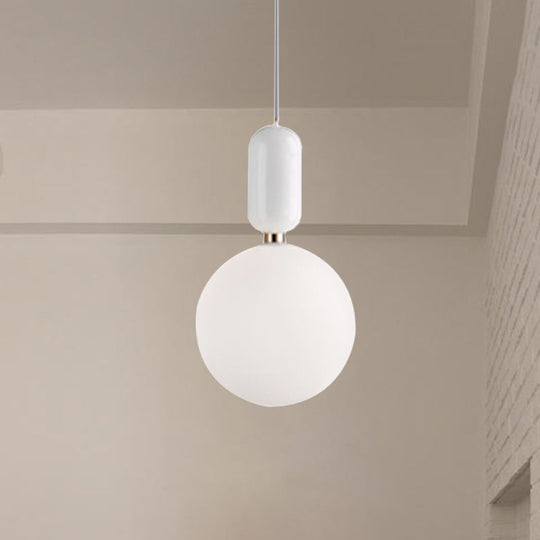Modern Black/Gold/White Ball Pendant Light With Milky Glass Led Ceiling Fixture - 1 6/8/12 Wide