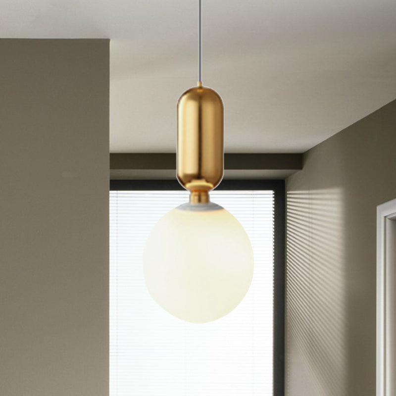 Modern Black/Gold/White Ball Pendant Light With Milky Glass Led - 1 6’/8’/12’ Wide Ceiling Fixture