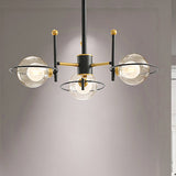 Modern Sputnik Metal Chandelier With Clear Glass Shade - Black Led Ceiling Light Fixture (3/6