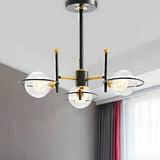Modern Sputnik Metal Chandelier With Clear Glass Shade - Black Led Ceiling Light Fixture (3/6