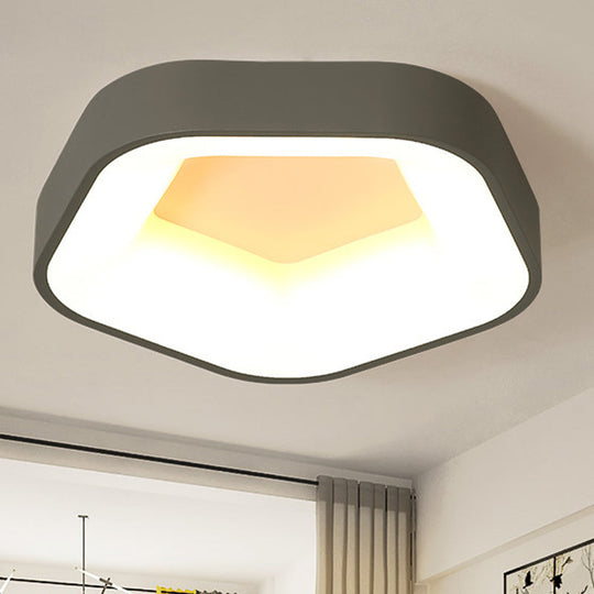 Acrylic Pentagon Flushmount Ceiling Led Light - Nordic Grey With White/Warm/Natural Lighting /
