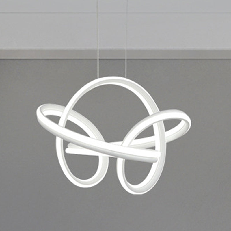 Modern Led Chandelier: Sleek Curve Design Acrylic White/Coffee Pendant Light For Living Room