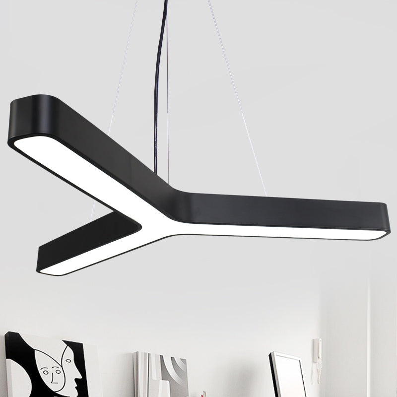 Contemporary Led Pendant Lamp For Gymnasium - Metal Y-Shaped Ceiling Light Black / 23.5’