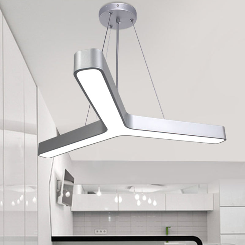 Contemporary Led Pendant Lamp For Gymnasium - Metal Y-Shaped Ceiling Light
