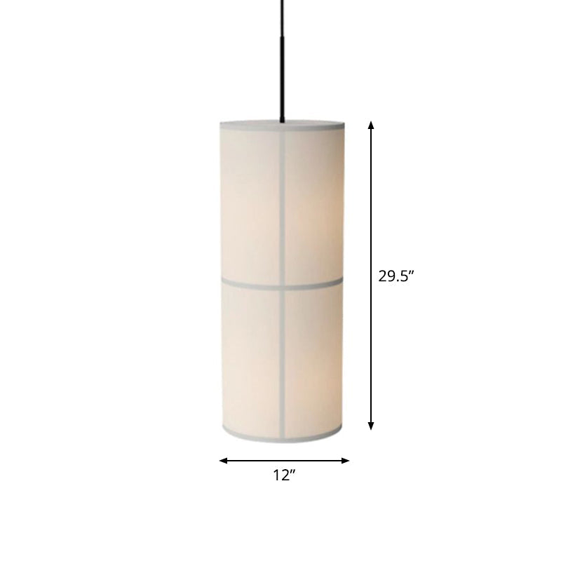 Minimalist White Cylindrical Suspension Lamp - 1 Head Fabric Ceiling Pendant For Dining Room
