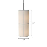 Minimalist White Cylindrical Suspension Lamp - 1 Head Fabric Ceiling Pendant For Dining Room