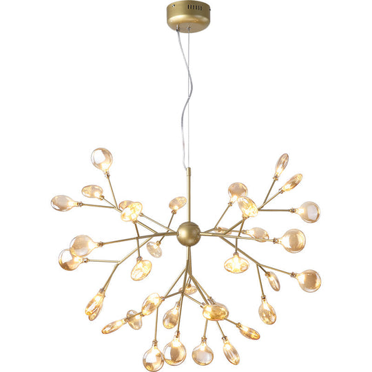 Artistic Heracleum Led Chandelier With Tan Blown Glass For Dining Room Ceiling