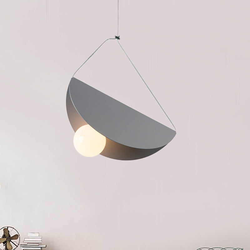 Contemporary Curved Hanging Lighting - 1 Light Metal Pendant For Bedroom Black/Grey