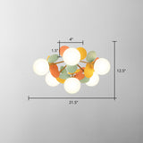 White Glass Semi Flush Circle Chandelier For Childrens Room - Creative Ceiling Light Fixture