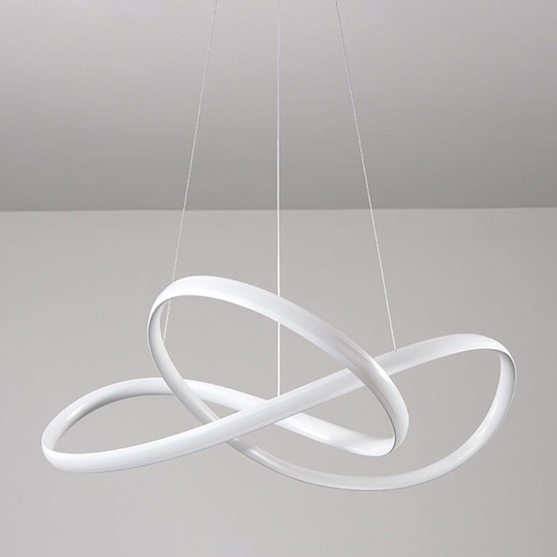 Modern Metal Led Chandelier For Dining Room - Seamless Curve Pendant Light White / 19.5’ Warm
