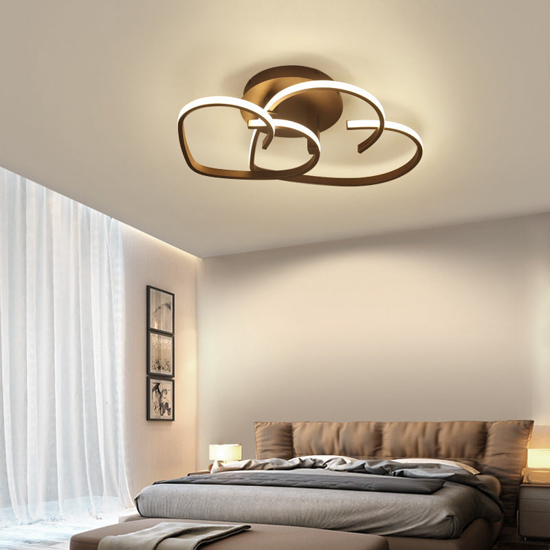 Contemporary Led Loving Heart Semi Flush Mount Light For Bedrooms Coffee / 21.5 Warm