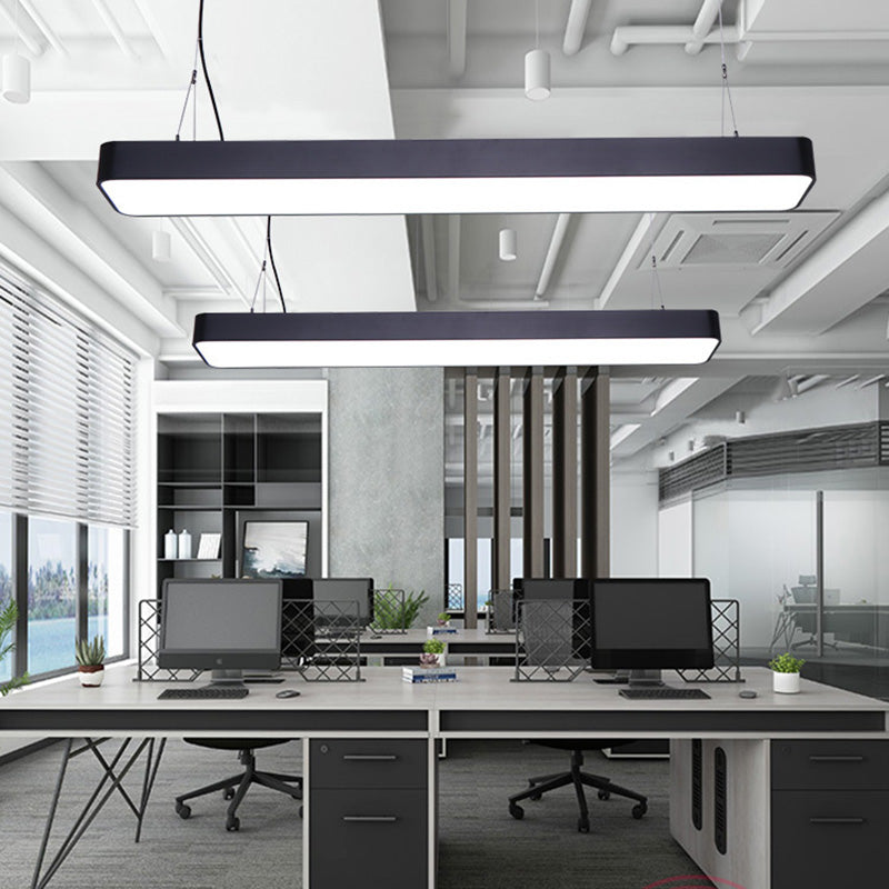 Modern Rectangle Led Pendant Light For Offices With Acrylic Diffuser