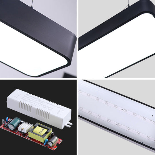 Rectangle Metal Led Pendant Light With Acrylic Diffuser For Office