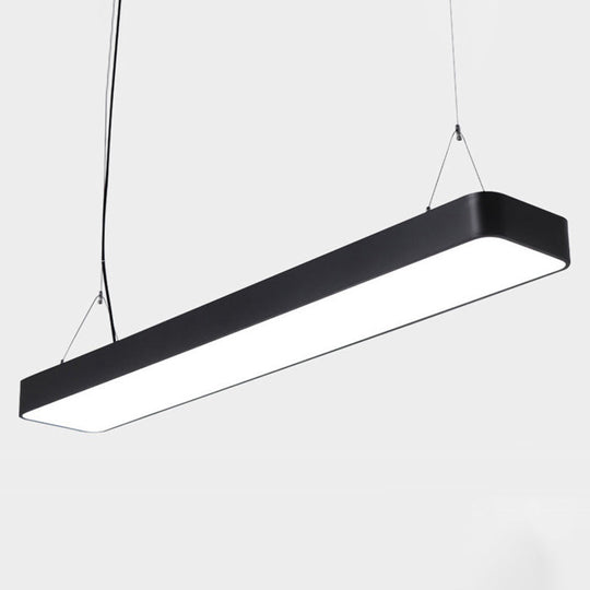 Modern Rectangle Led Pendant Light For Offices With Acrylic Diffuser Black / 23.5’