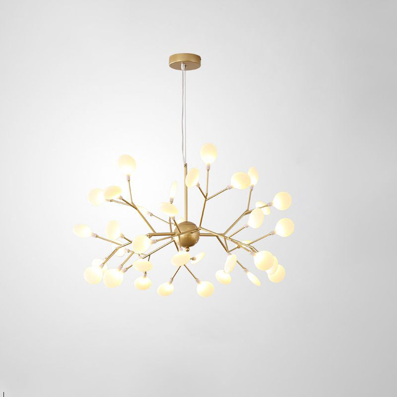Designer Acrylic Leaf Chandelier Pendant With Gold Finish For Bedroom Ceiling