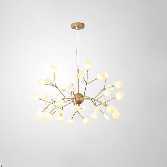 Designer Acrylic Leaf Chandelier Pendant With Gold Finish For Bedroom Ceiling
