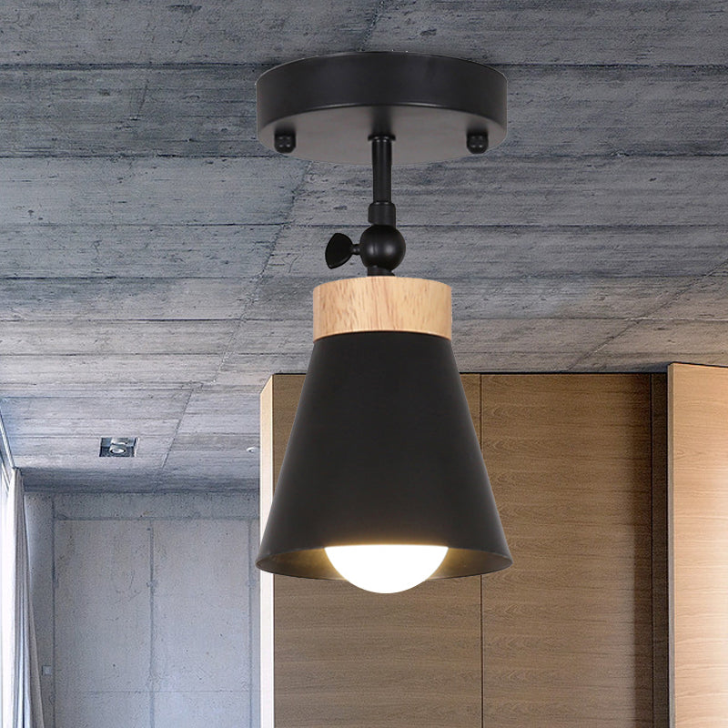 Adjustable Modernist Metal Flush Mount Ceiling Light With Tapered Shade - 1 - Light Black/White