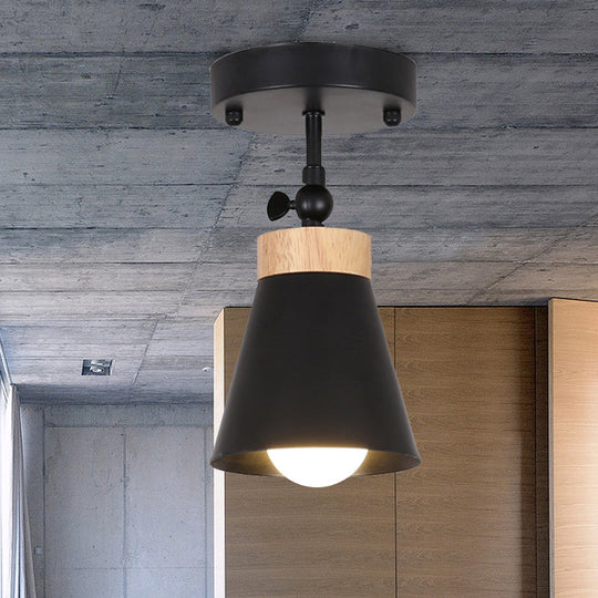 Adjustable Modernist Metal Flush Mount Ceiling Light With Tapered Shade - 1 - Light Black/White