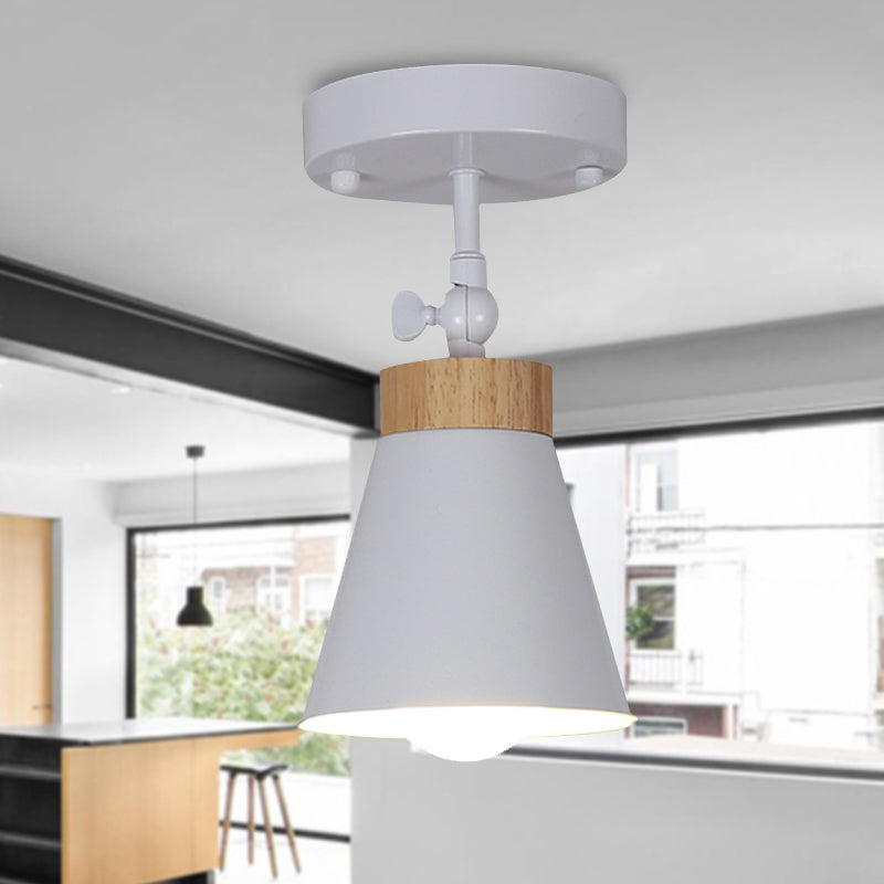 Adjustable Modernist Metal Flush Mount Ceiling Light With Tapered Shade - 1 - Light Black/White