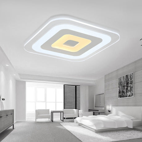 Sleek Surface Mounted Led Ceiling Light - Simplicity In White For Living Room / 8’ Inner Outer Warm
