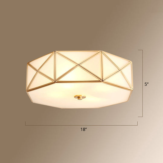 Colonial Style Gold Finish 4 - Light Ceiling Flush Mount With Frosted Glass Bowl Shape