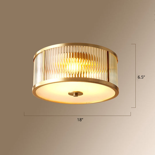Colonial Style Gold Finish 4 - Light Ceiling Flush Mount With Frosted Glass Bowl Shape
