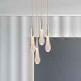 Clear Crystal Glass Suspension Pendant Light In Gold - Decorative Waterdrop Design Perfect For
