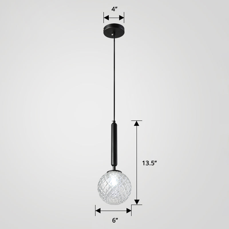 Simple Style Glass Ball Pendant Lamp For Bedroom - 1-Light Suspension Lighting