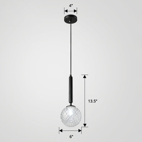 Simple Style Glass Ball Pendant Lamp For Bedroom - 1-Light Suspension Lighting