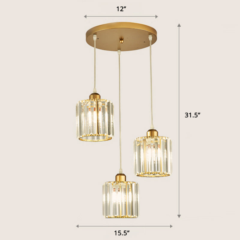 Contemporary Prismatic Crystal Cluster Pendant Light For Stairs