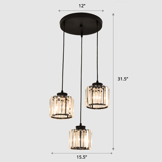 Contemporary Prismatic Crystal Cluster Pendant Light For Stairs