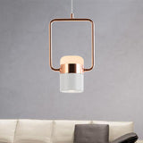 Margaret - Modern Black/White Cylinder Pendant Lamp Led Steel And Glass Hanging Lighting With