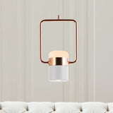 Margaret - Modern Black/White Cylinder Pendant Lamp Led Steel And Glass Hanging Lighting With