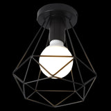 Industrial Metal Flush Ceiling Light Fixture - Cage Style Small Aisle 1 Head Black Flushmount