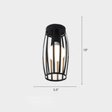 Industrial Metal Flush Ceiling Light Fixture - Cage Style Small Aisle 1 Head Black Flushmount
