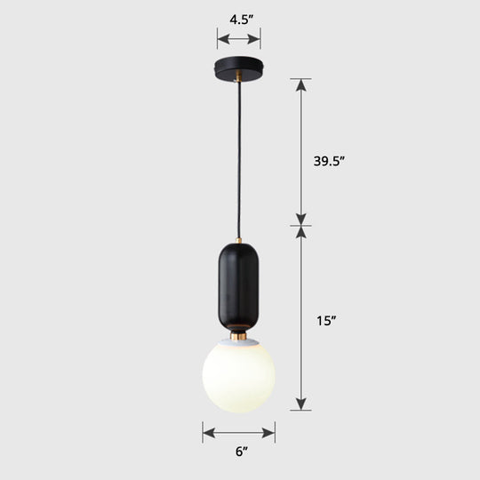 Milky Glass Ball Pendant Lamp - Simplicity 1-Bulb Lighting Fixture For Living Room