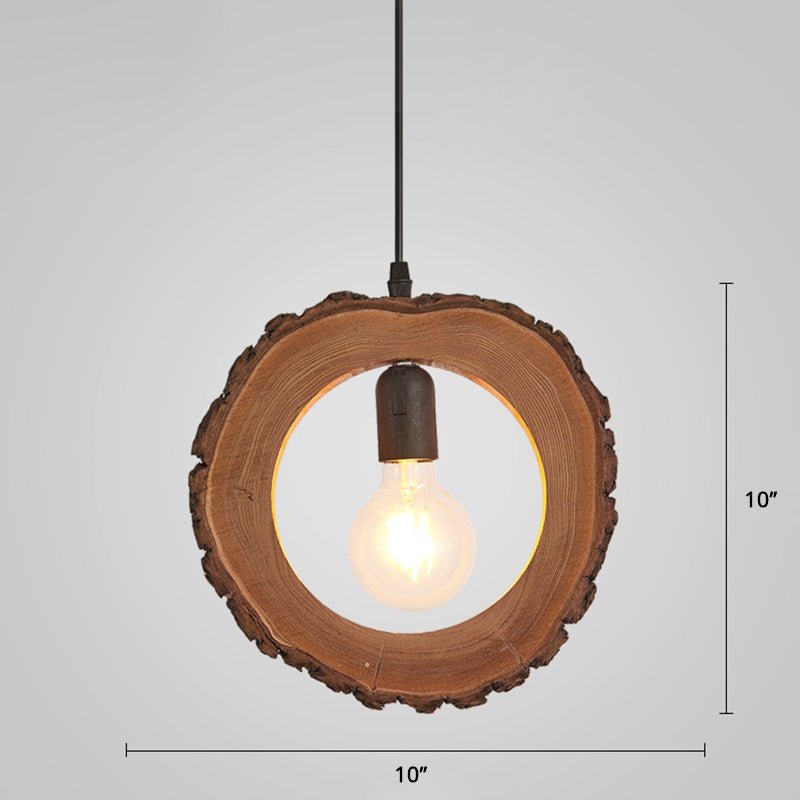 Nordic Wooden Ceiling Lamp: Tree Trunk Slice Design 1-Bulb Pendant Light For Dining Room
