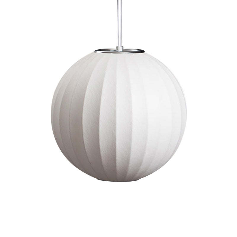 Japanese Style White Lantern Pendant - Single Silk Hanging Lamp Fixture