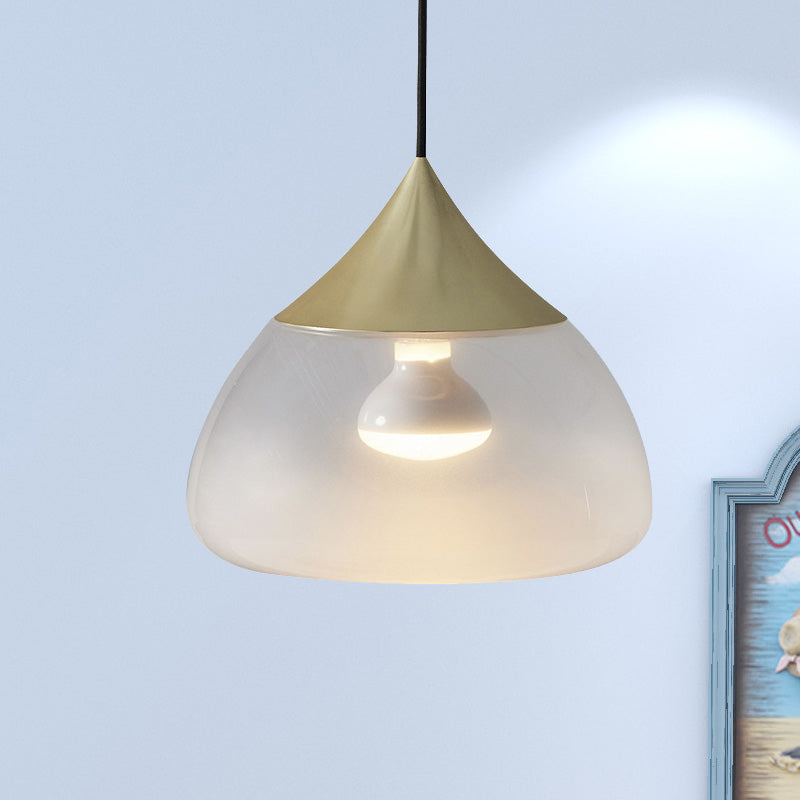 Modern Glass Pendant Light - Stout 1-Light Chrome/Gold/Rose Gold Hanging Design