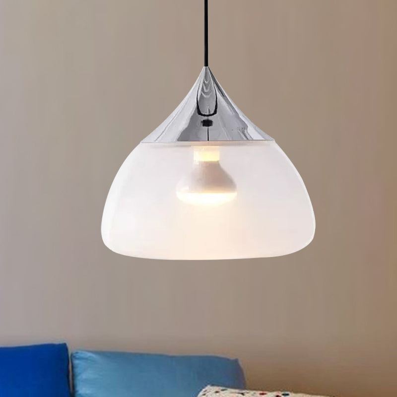 Modern Glass Pendant Light - Stout 1-Light Chrome/Gold/Rose Gold Hanging Design